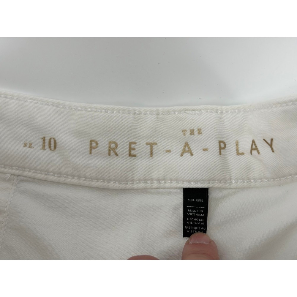 White House Black Market Mid-Rise Pret-A-Play Shorts White, Side Zip, Woman 10 - Picture 4 of 11